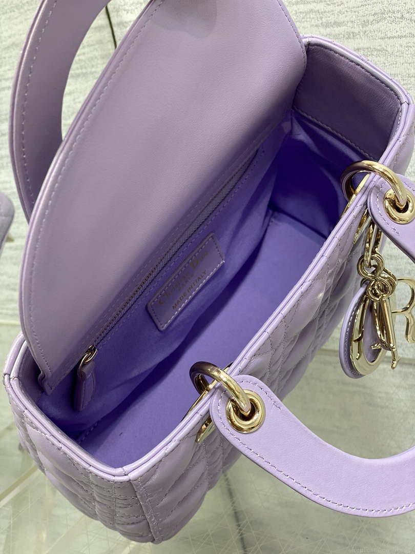 Dior M0531 Small Lady Dior Bag Purple Cannage Lambskin