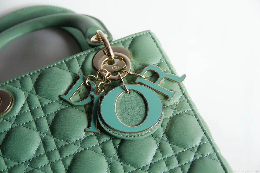 Dior M0531 Small Lady Dior Bag Green Cannage with Green enamel buckle
