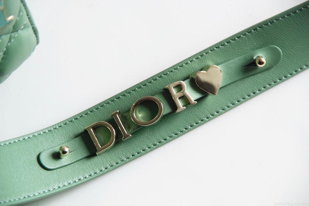 Dior M0531 Small Lady Dior Bag Green Cannage with Green enamel buckle