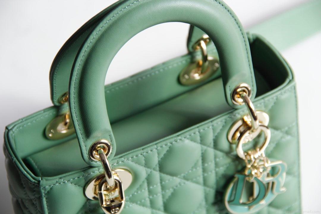 Dior M0531 Small Lady Dior Bag Green Cannage with Green enamel buckle