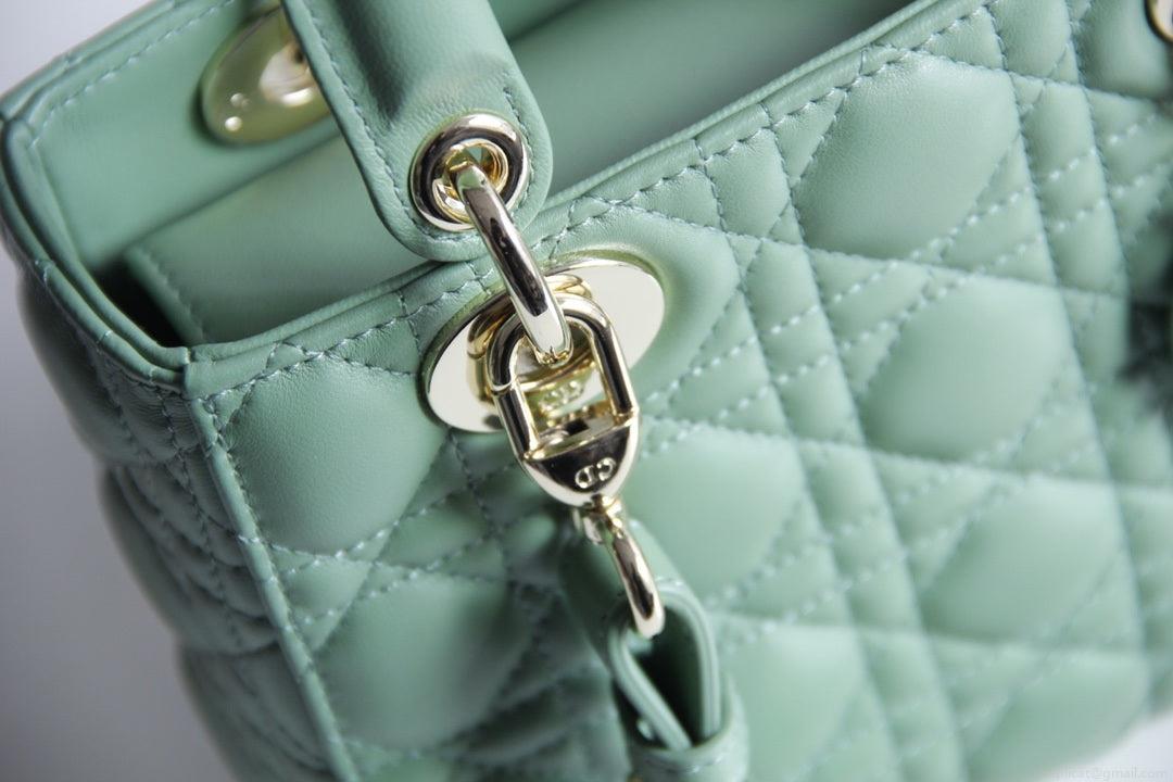 Dior M0531 Small Lady Dior Bag Green Cannage with Green enamel buckle