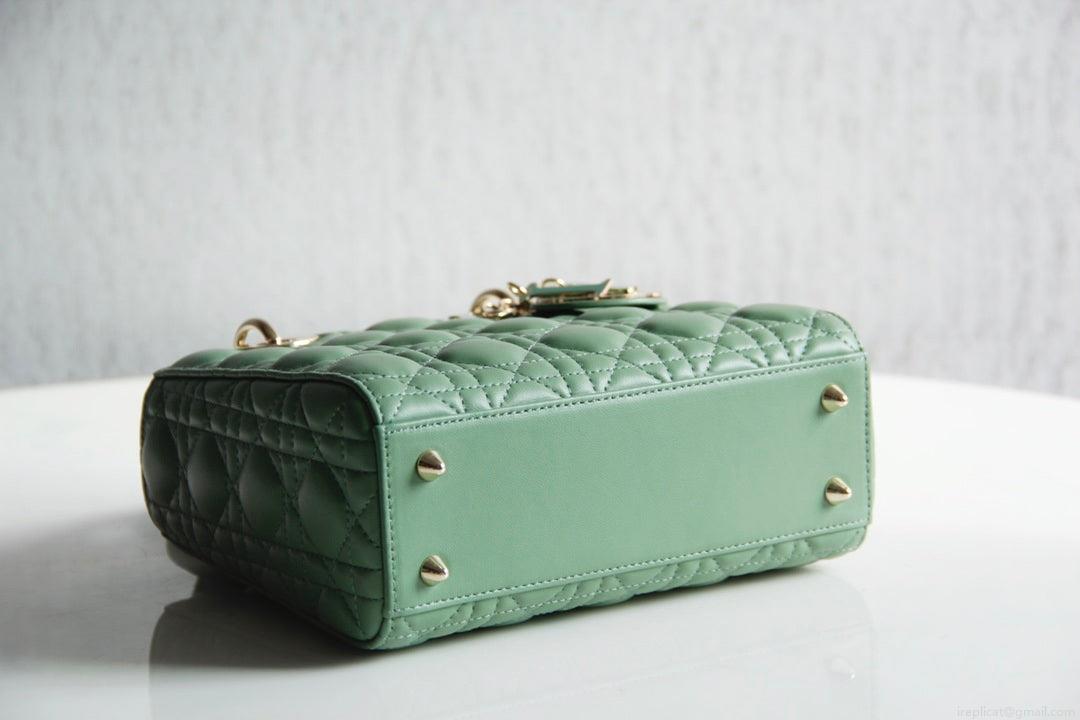 Dior M0531 Small Lady Dior Bag Green Cannage with Green enamel buckle