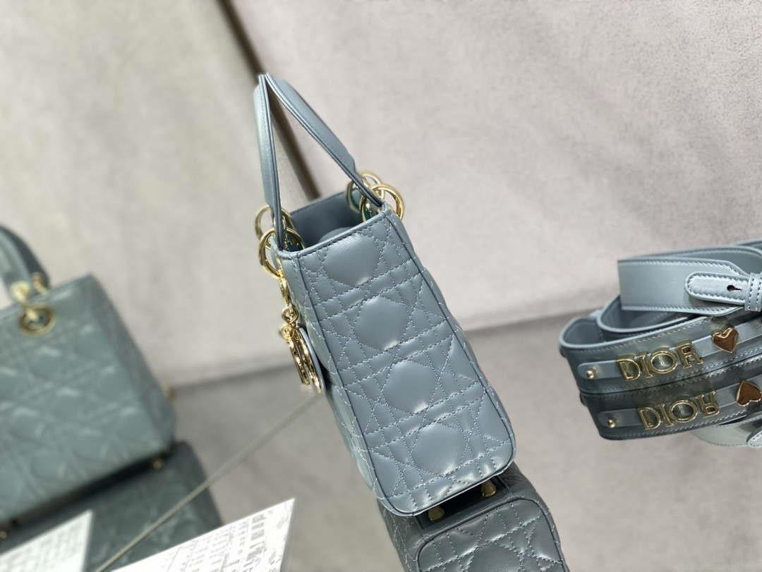 Dior M0531 Small Lady Dior Bag Blue Cannage with Blue enamel buckle