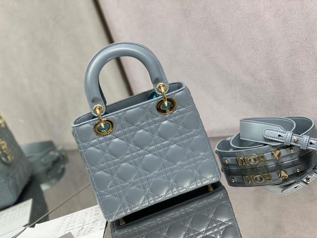 Dior M0531 Small Lady Dior Bag Blue Cannage with Blue enamel buckle