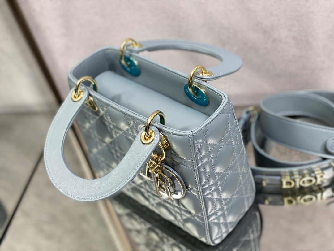 Dior M0531 Small Lady Dior Bag Blue Cannage with Blue enamel buckle