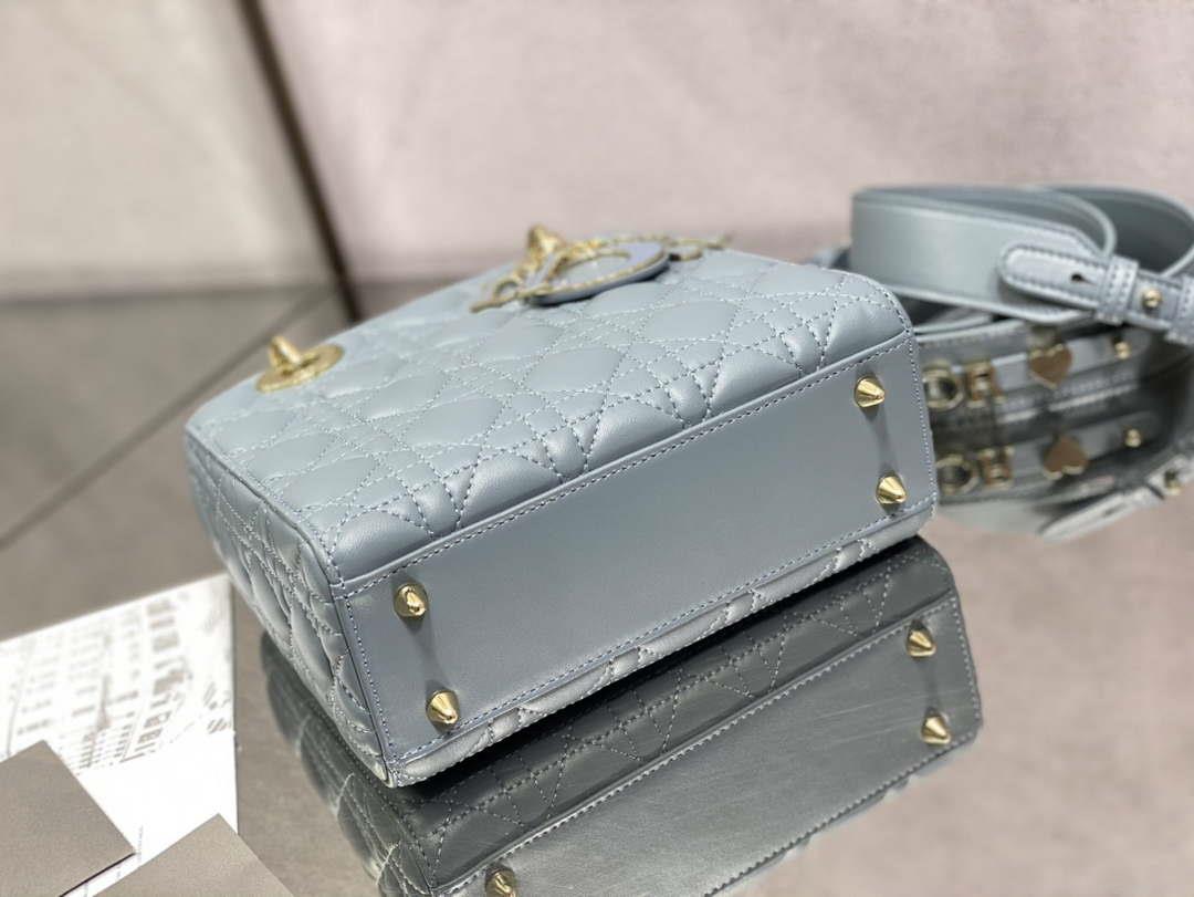 Dior M0531 Small Lady Dior Bag Blue Cannage with Blue enamel buckle