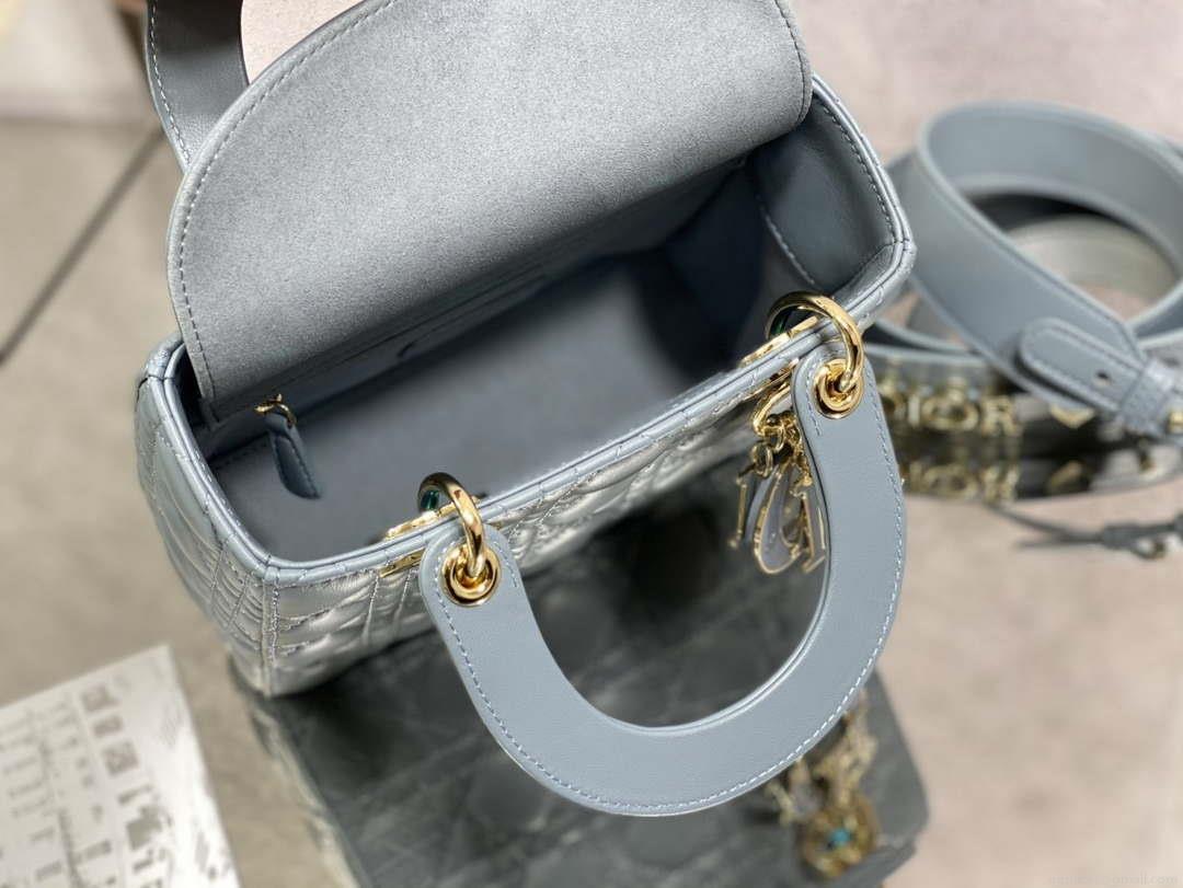 Dior M0531 Small Lady Dior Bag Blue Cannage with Blue enamel buckle