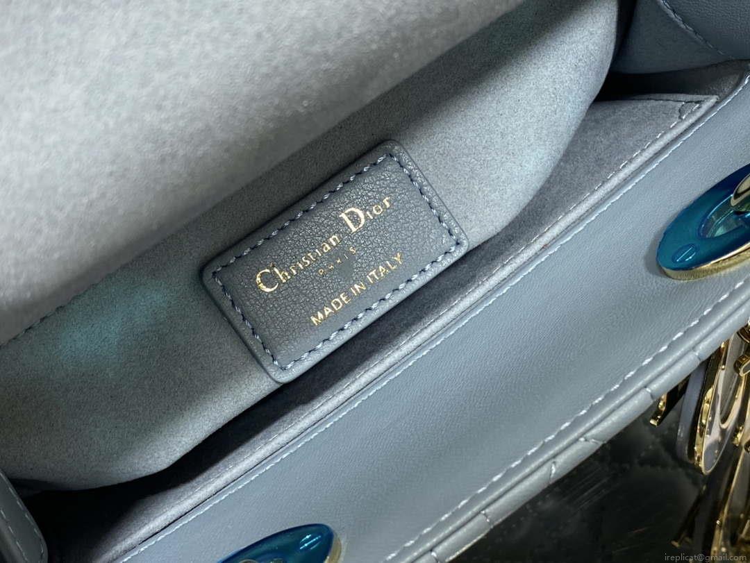 Dior M0531 Small Lady Dior Bag Blue Cannage with Blue enamel buckle
