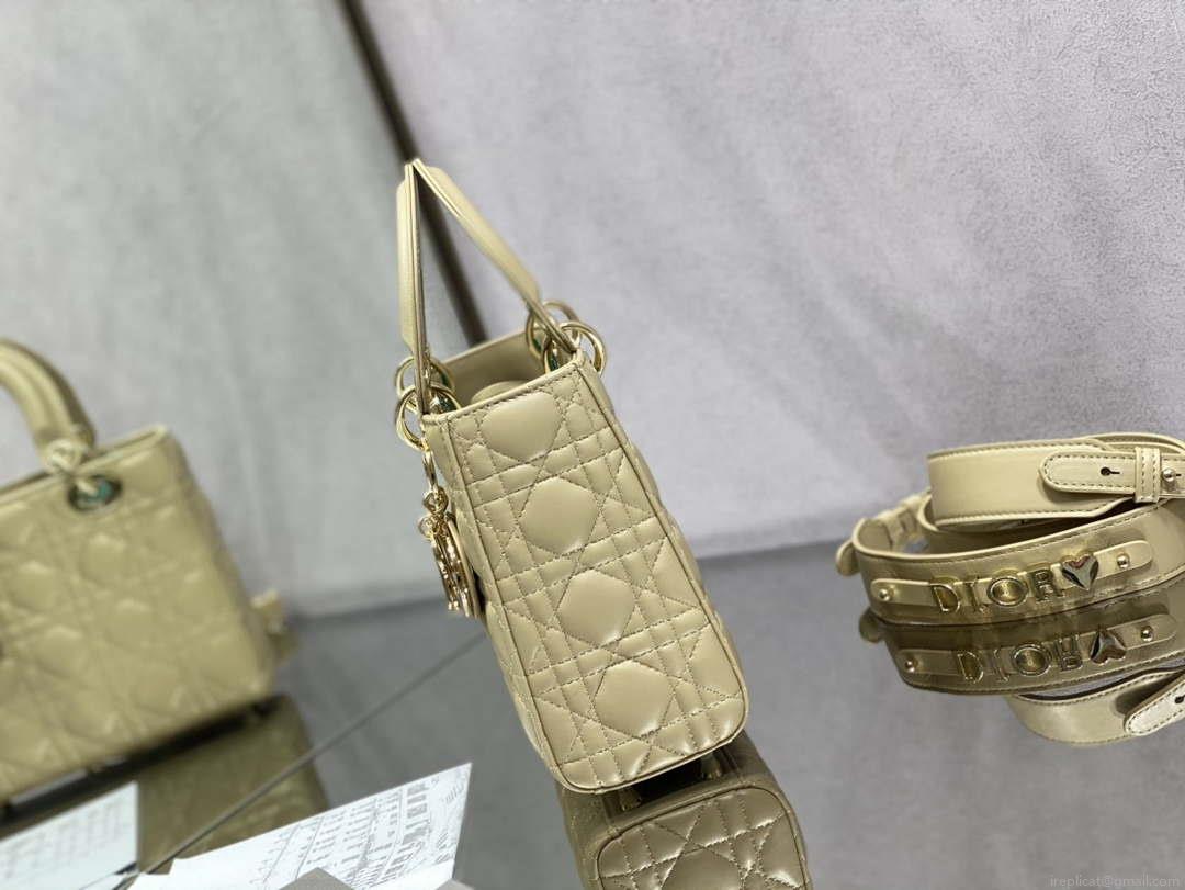 Dior M0531 Small Lady Dior Bag Yellow Cannage with enamel buckle