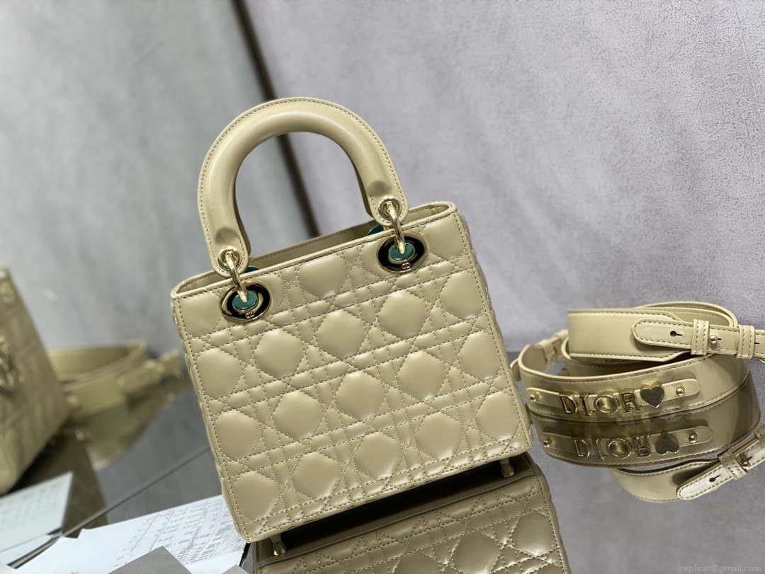 Dior M0531 Small Lady Dior Bag Yellow Cannage with enamel buckle