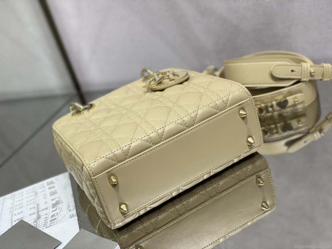 Dior M0531 Small Lady Dior Bag Yellow Cannage with enamel buckle