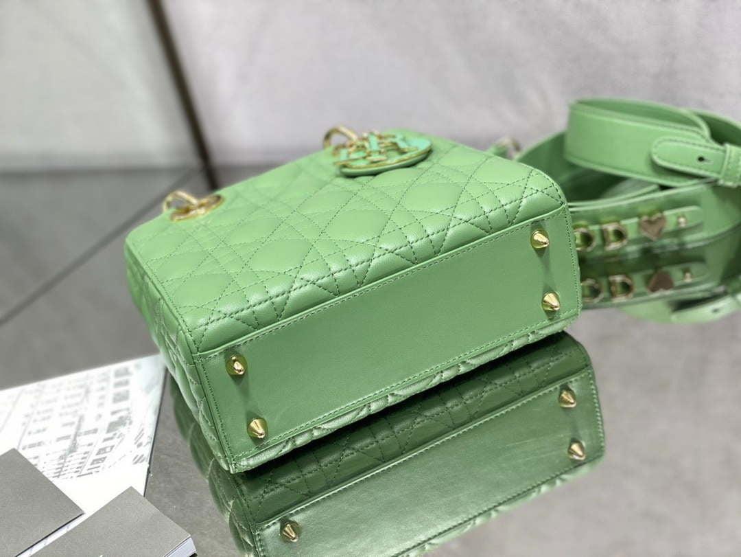 Dior M0531 Small Lady Dior Bag Mint Green Cannage with enamel buckle