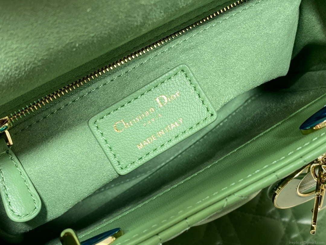 Dior M0531 Small Lady Dior Bag Mint Green Cannage with enamel buckle
