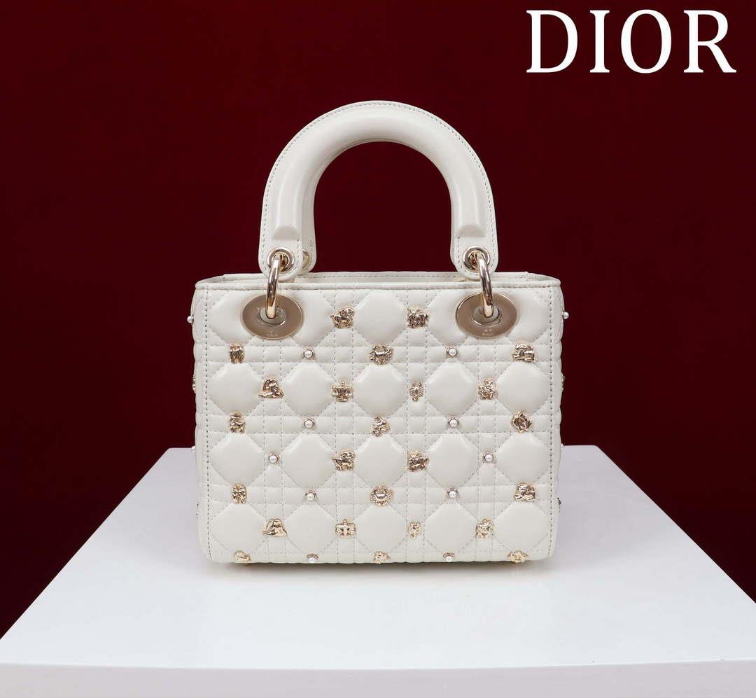 Dior M0538 Small Lady Dior My ABCDior Bag Latte Cannage Lambskin with Gold-Finish