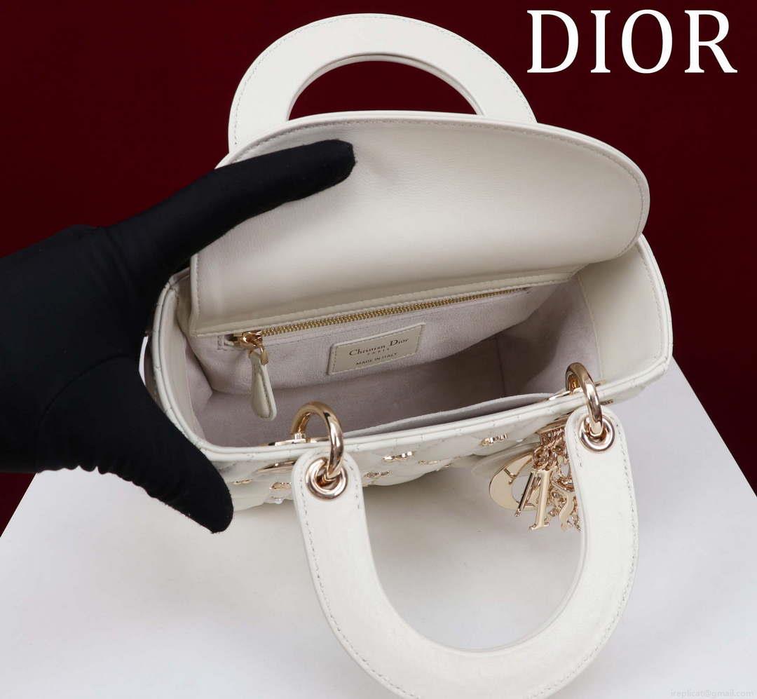 Dior M0538 Small Lady Dior My ABCDior Bag Latte Cannage Lambskin with Gold-Finish