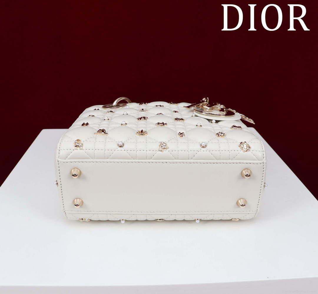 Dior M0538 Small Lady Dior My ABCDior Bag Latte Cannage Lambskin with Gold-Finish