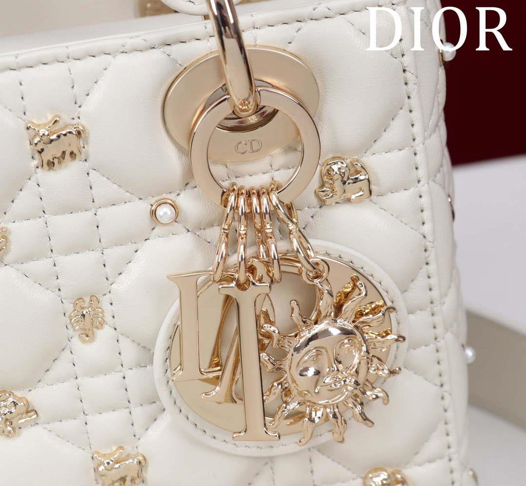Dior M0538 Small Lady Dior My ABCDior Bag Latte Cannage Lambskin with Gold-Finish