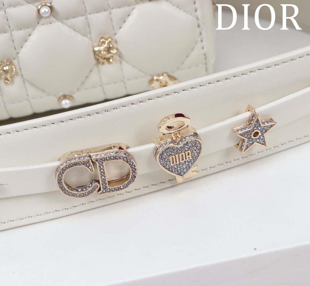 Dior M0538 Small Lady Dior My ABCDior Bag Latte Cannage Lambskin with Gold-Finish
