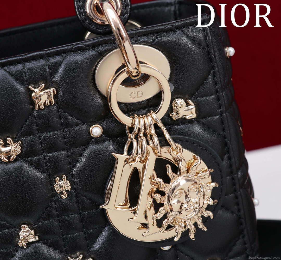 Dior M0538 Small Lady Dior My ABCDior Bag Black Cannage Lambskin with Gold-Finish