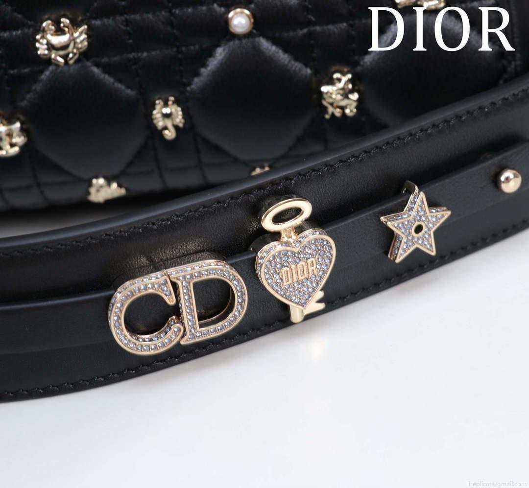Dior M0538 Small Lady Dior My ABCDior Bag Black Cannage Lambskin with Gold-Finish