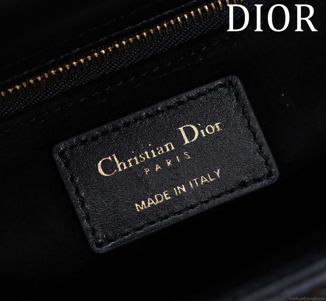 Dior M0538 Small Lady Dior My ABCDior Bag Black Cannage Lambskin with Gold-Finish