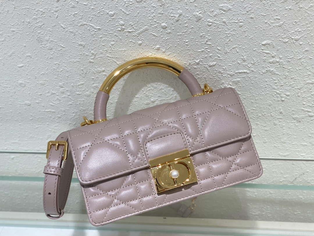 Dior M4401 Mini Dior Ange Bag Pink Macrocannage Calfskin