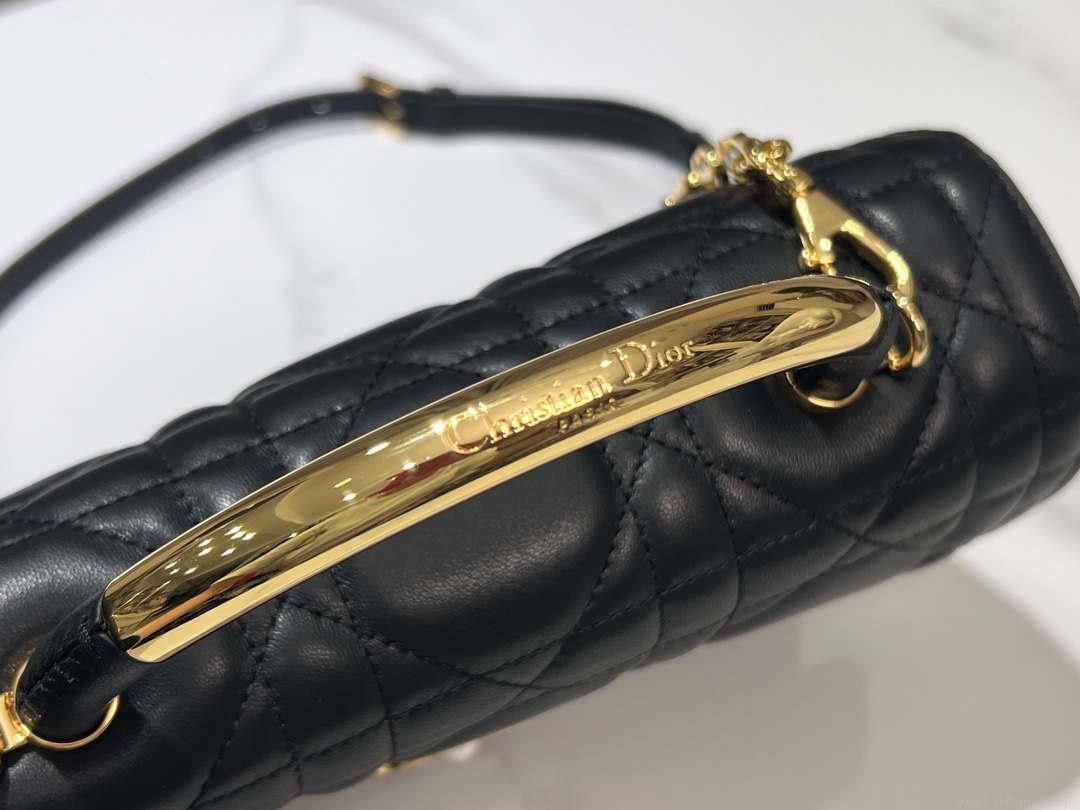 Dior M4402 Medium Dior Ange Bag Black Macrocannage Calfskin