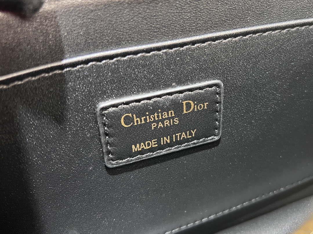 Dior M4402 Medium Dior Ange Bag Black Macrocannage Calfskin