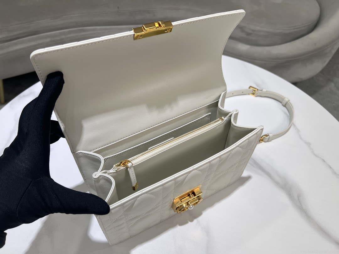 Dior M4402 Medium Dior Ange Bag White Macrocannage Calfskin