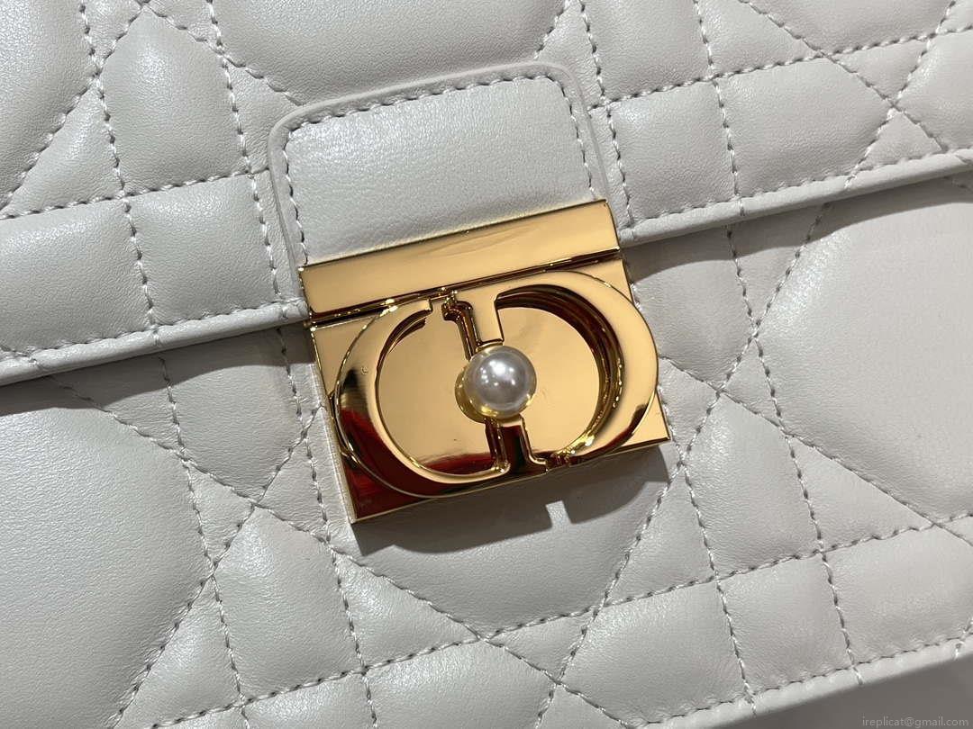 Dior M4402 Medium Dior Ange Bag White Macrocannage Calfskin