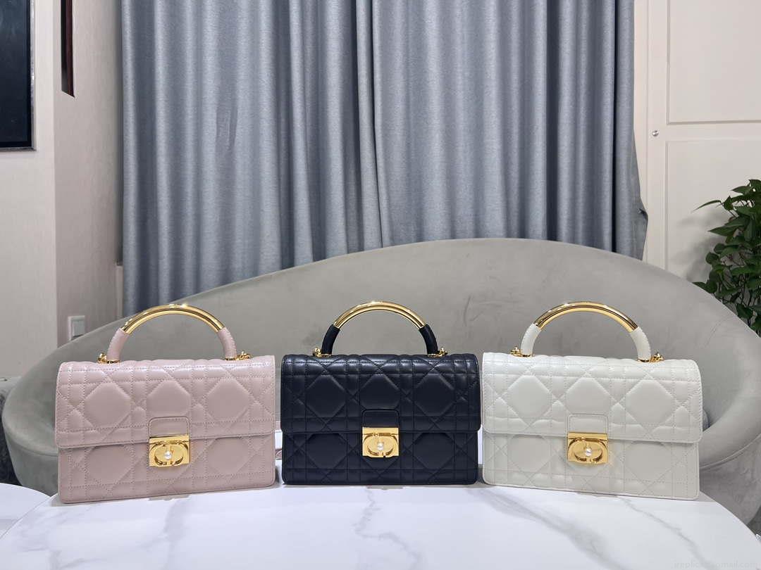 Dior M4402 Medium Dior Ange Bag Pink Macrocannage Calfskin