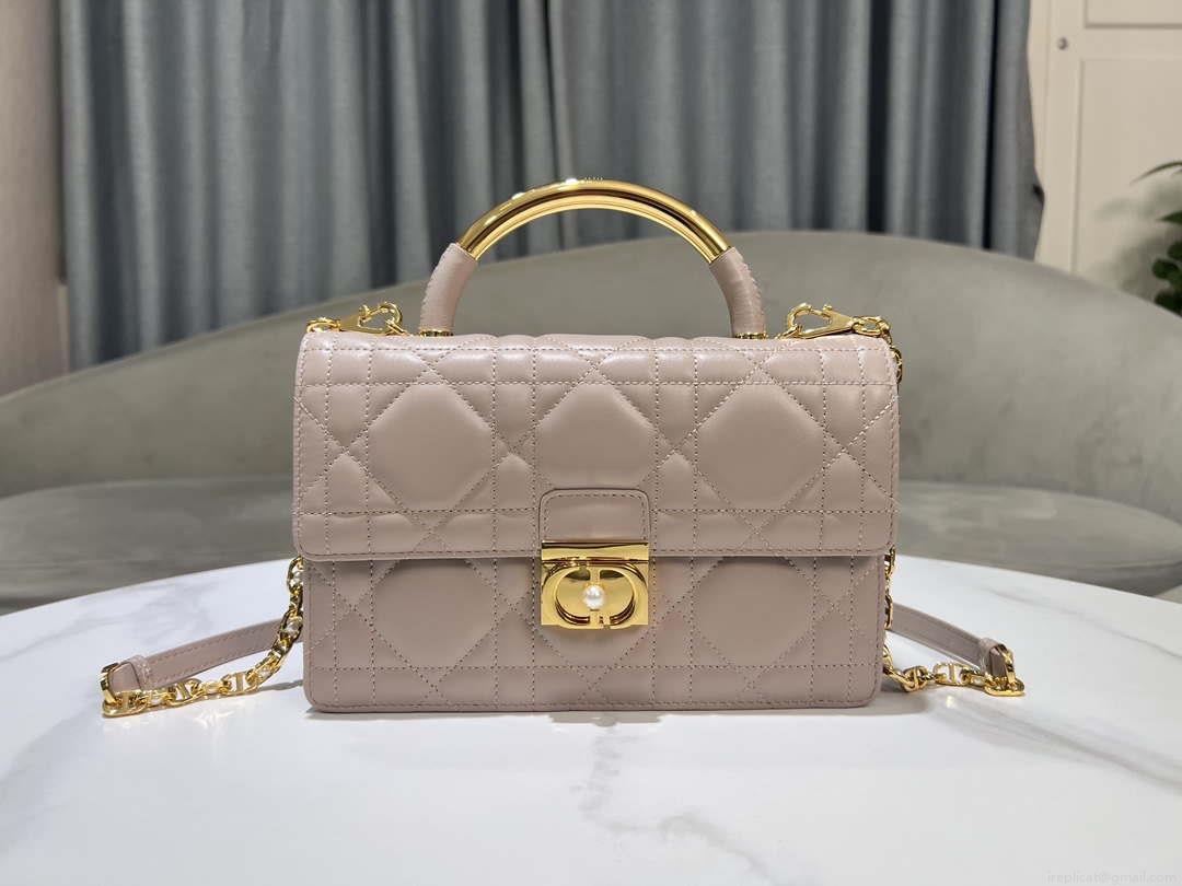 Dior M4402 Medium Dior Ange Bag Pink Macrocannage Calfskin