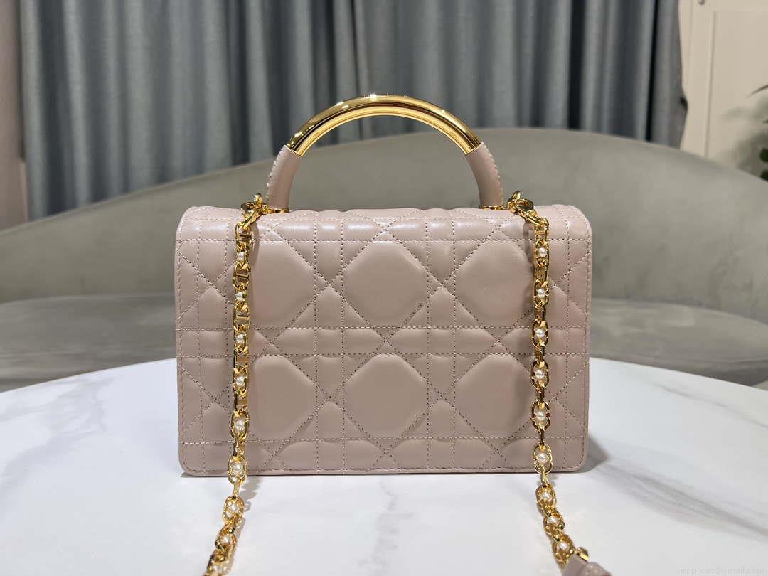 Dior M4402 Medium Dior Ange Bag Pink Macrocannage Calfskin