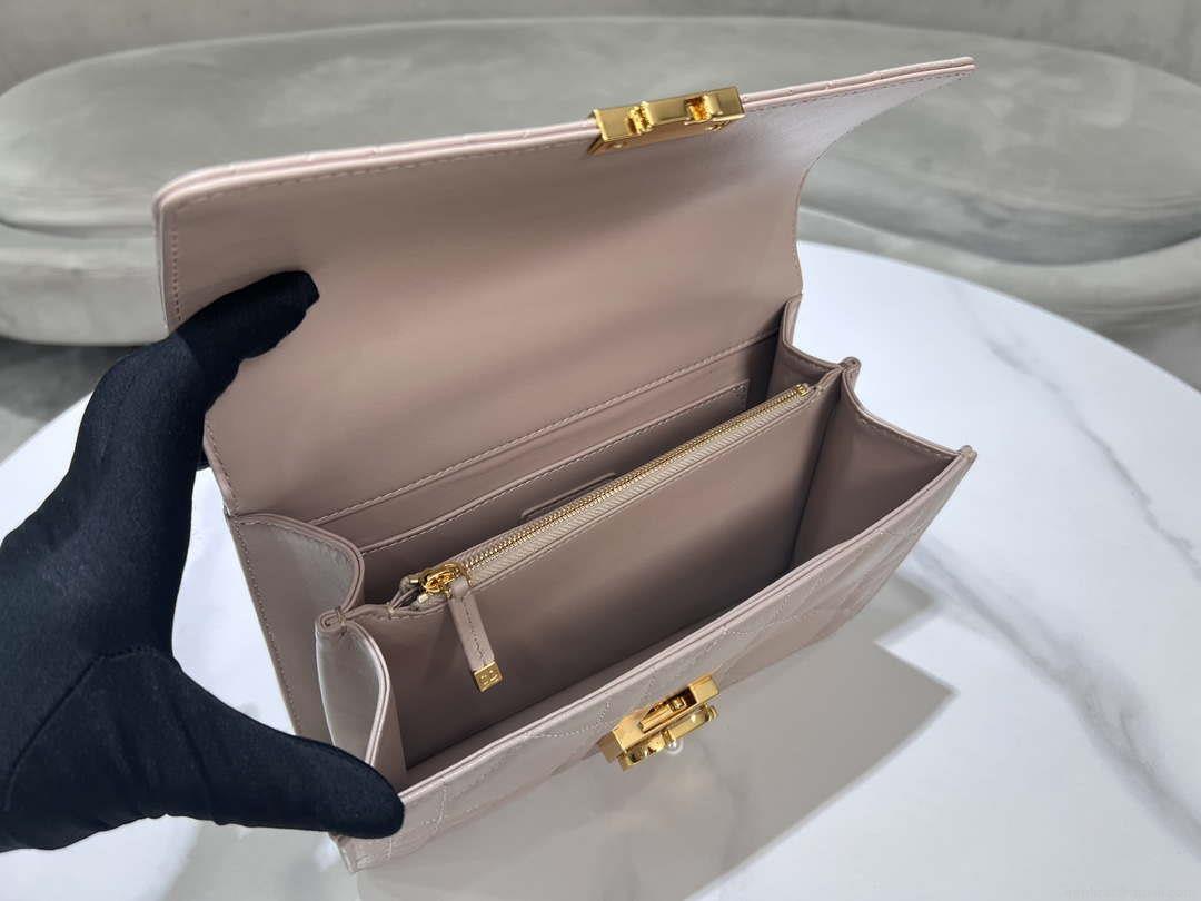 Dior M4402 Medium Dior Ange Bag Pink Macrocannage Calfskin