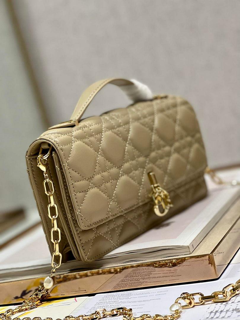 Dior S0980 Mini Miss Dior Bag Latte Cannage Lambskin Apricot