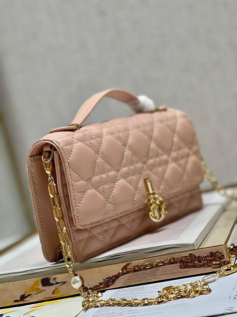 Dior S0980 Mini Miss Dior Bag Latte Cannage Lambskin Pink