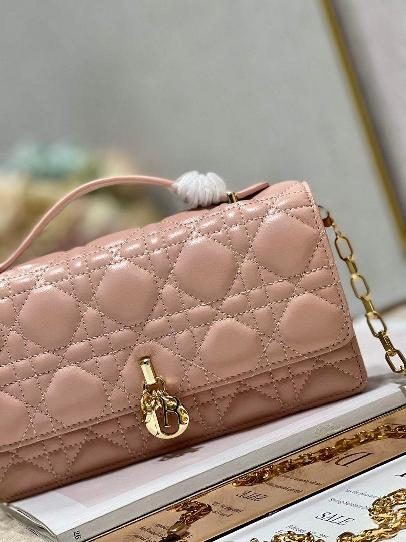 Dior S0980 Mini Miss Dior Bag Latte Cannage Lambskin Pink