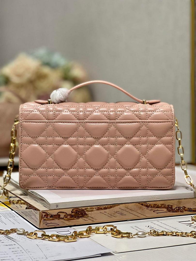 Dior S0980 Mini Miss Dior Bag Latte Cannage Lambskin Pink