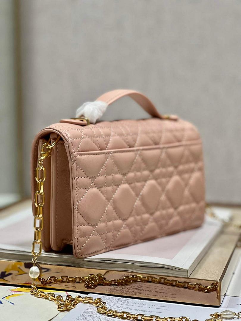 Dior S0980 Mini Miss Dior Bag Latte Cannage Lambskin Pink