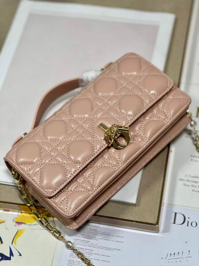 Dior S0980 Mini Miss Dior Bag Latte Cannage Lambskin Pink
