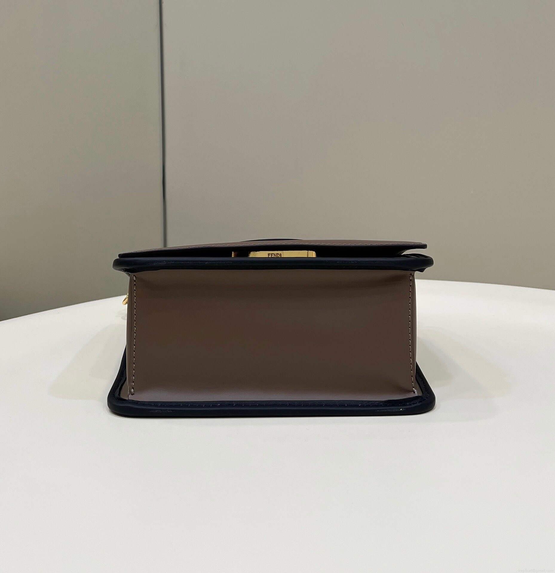 Fendi 8BT286 Kan I F Small Leather Mini Bag Brown