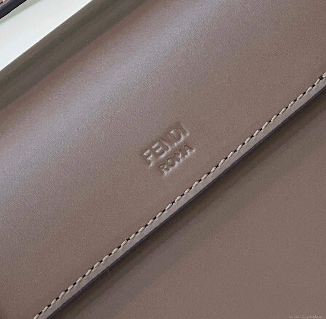 Fendi 8BT286 Kan I F Small Leather Mini Bag Brown