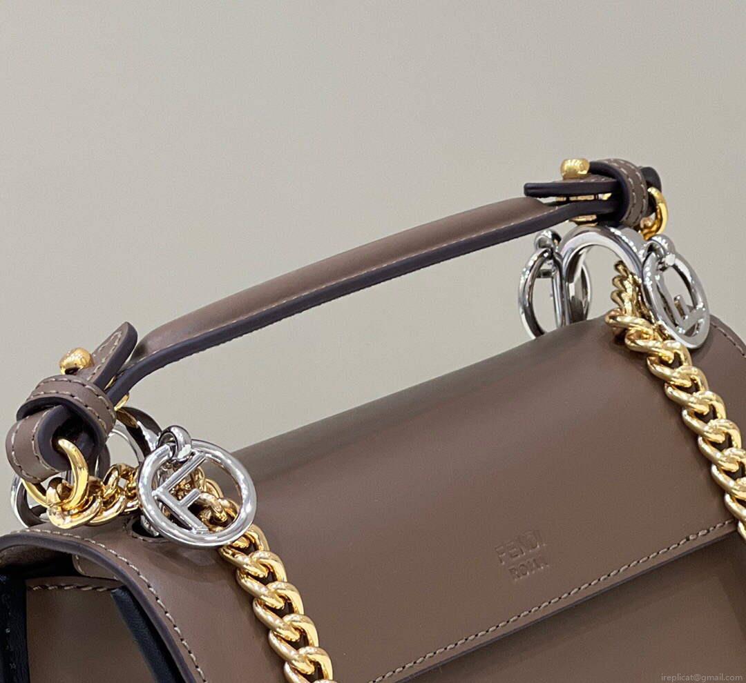 Fendi 8BT286 Kan I F Small Leather Mini Bag Brown