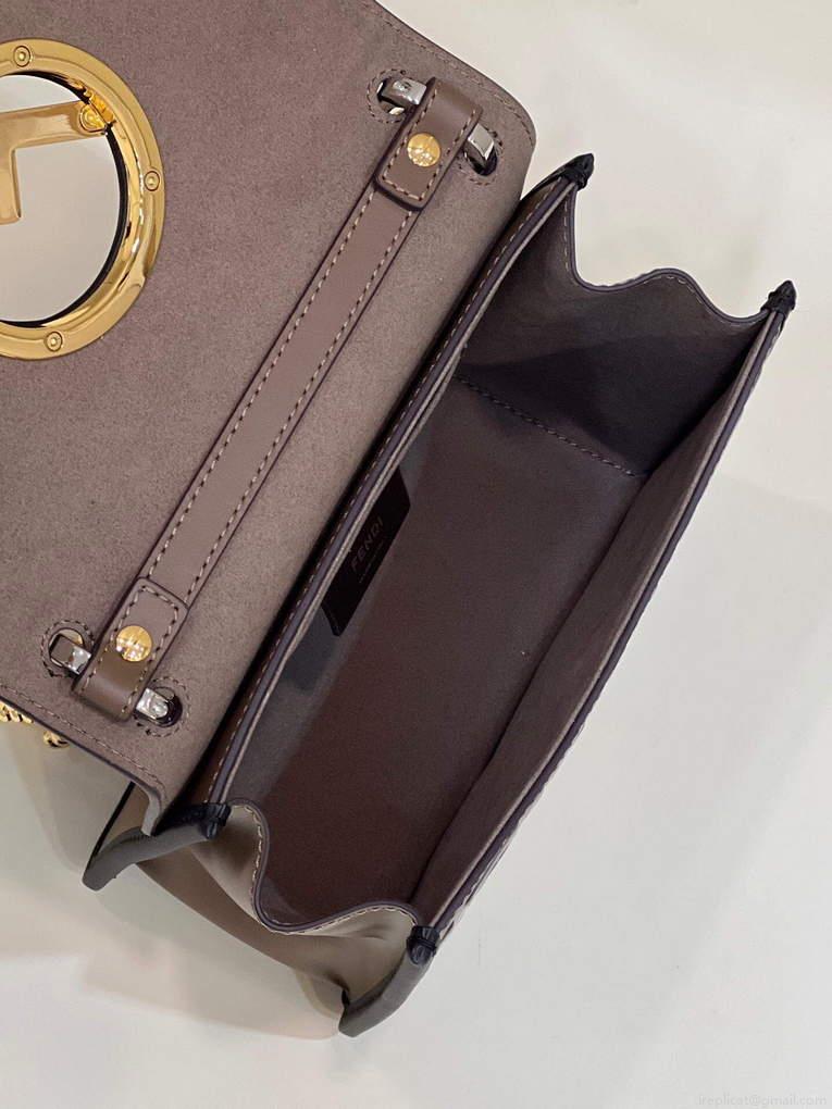 Fendi 8BT286 Kan I F Small Leather Mini Bag Brown