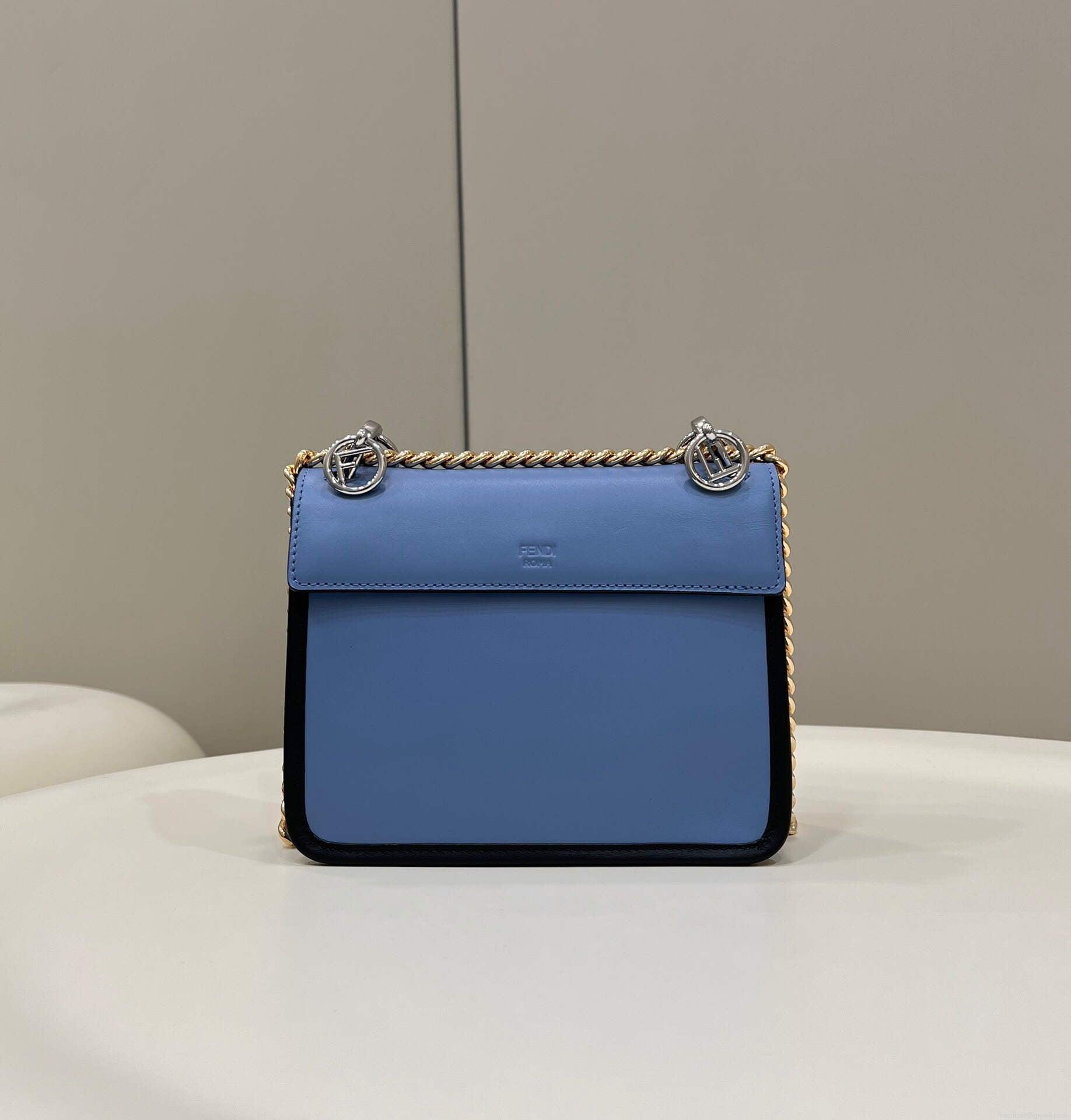 Fendi 8BT286 Kan I F Small Leather Mini Bag Blue