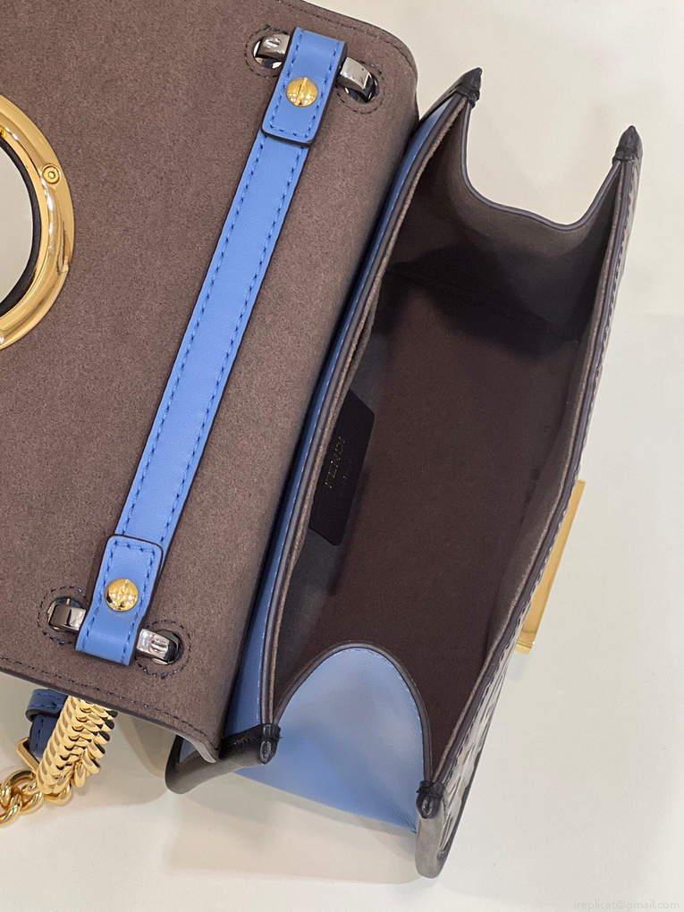 Fendi 8BT286 Kan I F Small Leather Mini Bag Blue