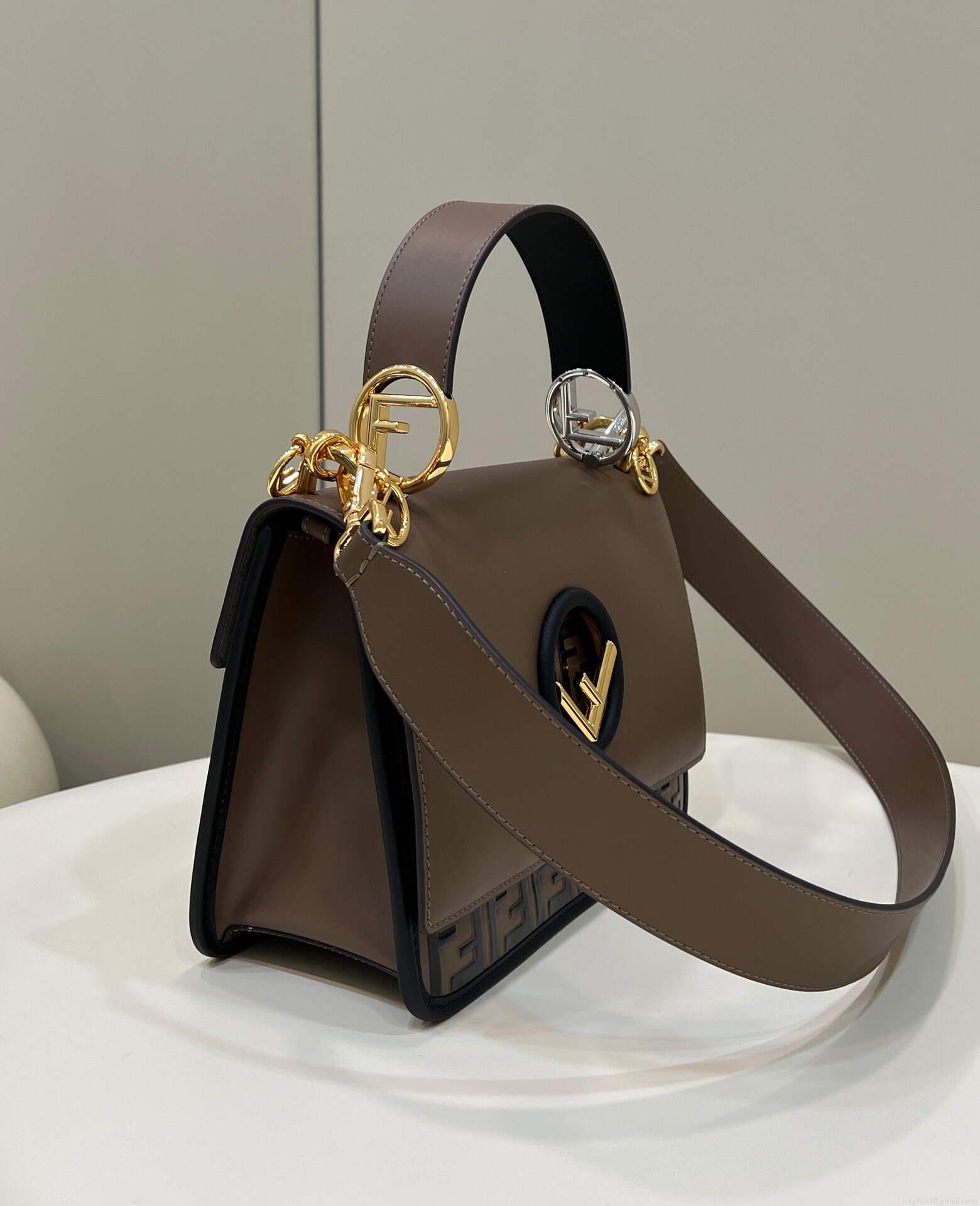 Fendi 8BT284 Kan I F Leather Bag Brown