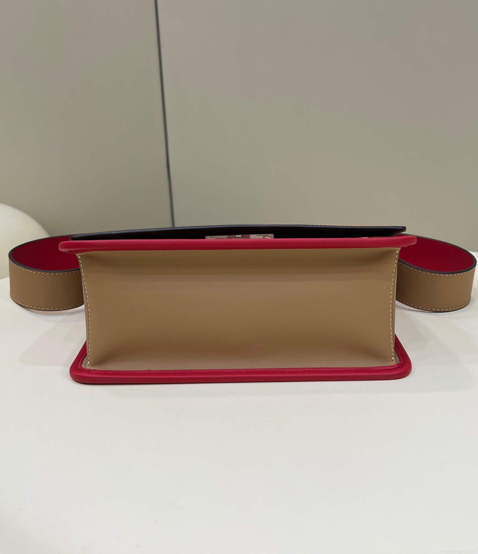Fendi 8BT284 Kan I F Leather Bag Apricot Red