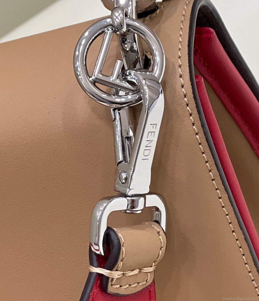 Fendi 8BT284 Kan I F Leather Bag Apricot Red