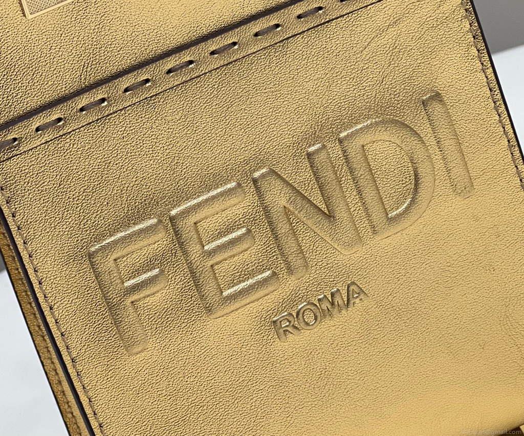 Fendi 8BS051 Mini Sunshine Gold laminated leather shopper